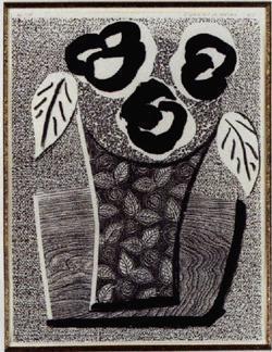 David Hockney - Three black flowers