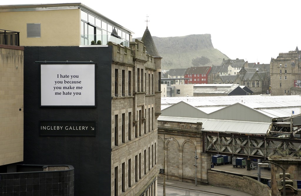 Installation view of Adam McEwen
‘I Hate You’, 2010
13.3ft x 10ft billboard installation
12 April 2010 - 27 July 2010 Installation view of Adam McEwen
‘I Hate You’, 2010
13.3ft x 10ft billboard installation
12 April 2010 - 27 July 2010