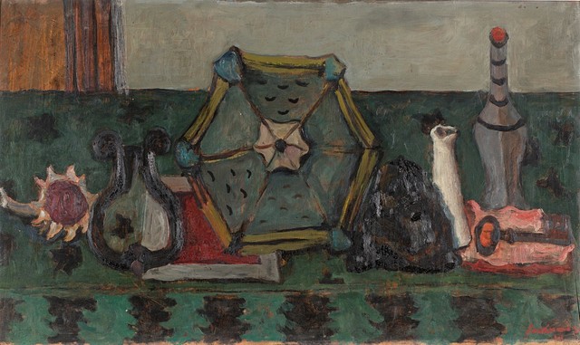 Giuseppe Santomaso, ‘Natura morta con fanale, chiave e bottiglie (ID)’, 1941, Painting, Oil on panel, Finarte