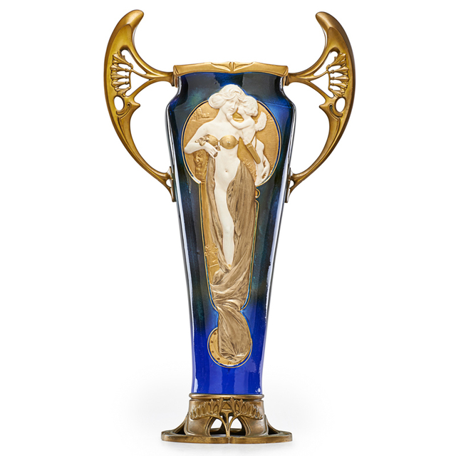 Charles Korschann, ‘Paul-Francois Louchet, Fine Massive Art Nouveau Vase With Maiden And Cupid, France’, ca. 1900, Rago/Wright