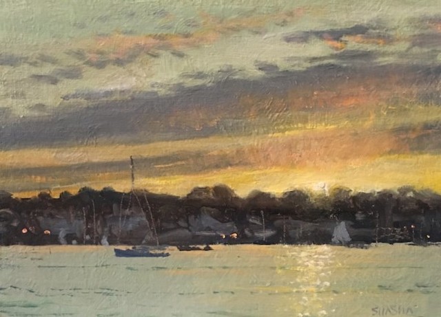 Mark Shasha, ‘Last Light at the Harbor’, 2019, Painting, Oil, The Galleries at Salmagundi