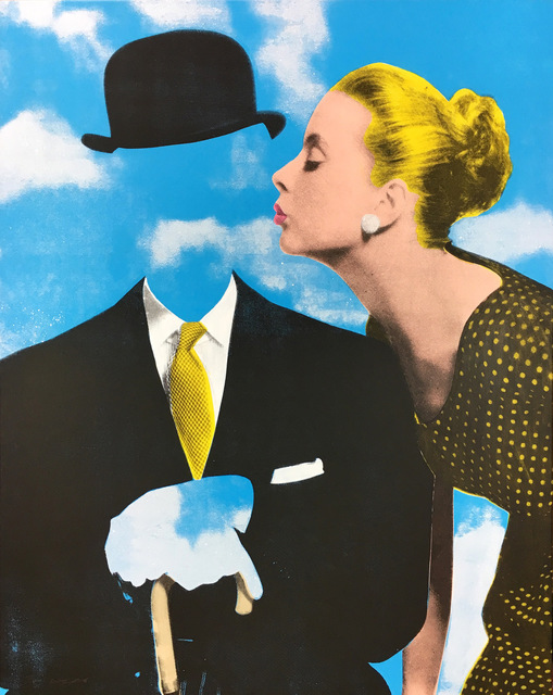 Joe Webb, ‘Kissing Magritte ’, 2018, Painting, Painting and Silkscreen on Canvas with Diamond Dust, Maddox Gallery