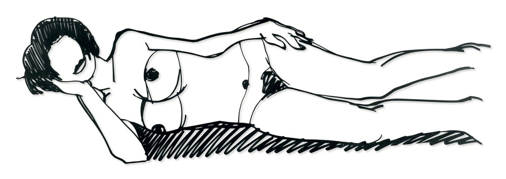 Tom Wesselman - Monica Lying on Blanket, Head on Hand (Black)