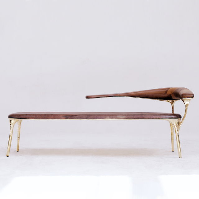 Valentin Loellmann, ‘Brass and Walnut Lounge Chair ’, 2019, Twenty First Gallery