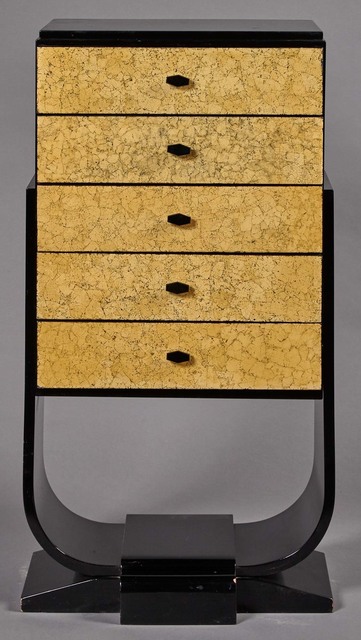 Art Deco Eggshell And Black Lacquer Chest Of Drawers 1930s 1940s