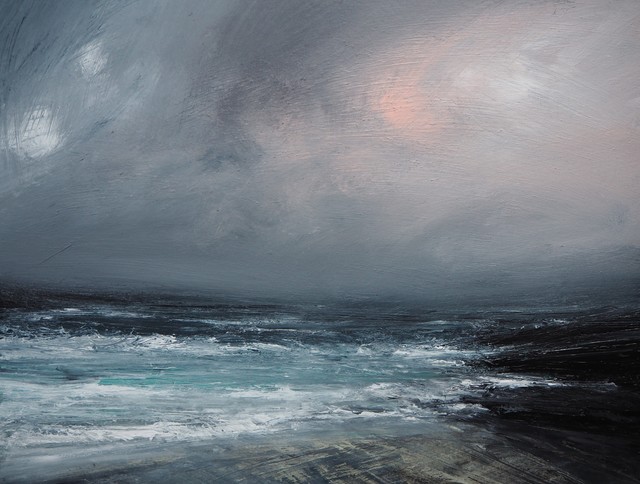 Ruth Brownlee, ‘Winter Dusk Gale, West Sandwick, Yell’, 2019, Painting, Mixed Media on Board, Tatha Gallery
