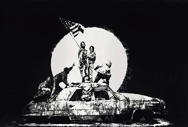 Banksy, ‘Flag (Silver)’, 2006, Print, 2 Color Screen Print on Chromalux, End to End Gallery