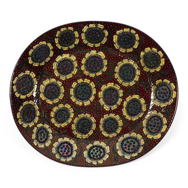 Birger Kaipiainen, ‘Dish, decorated with multiple small flowers’, 1960's, Design/Decorative Art, Lustre glazed stoneware, Dansk Møbelkunst Gallery