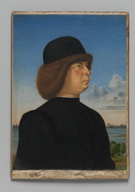 Jacometto Veneziano, ‘Portrait of Alvise Contarini(?); (verso) A Tethered Roebuck’, ca. 1485–1495, The Metropolitan Museum of Art