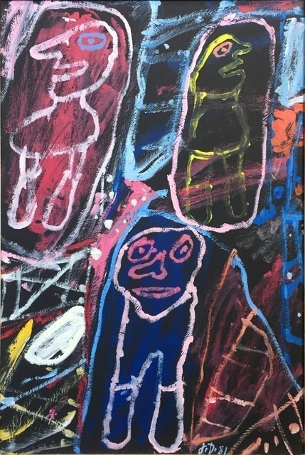 Jean Dubuffet, ‘Site Avec 3 Personnages’, 1981, Painting, Acrylic on paper mounted on canvas, Rosenfeld Gallery LLC