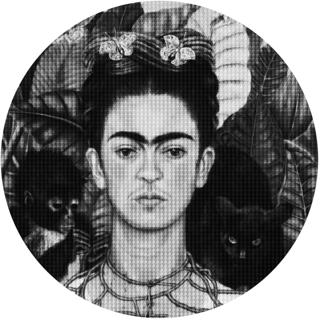 Alex Guofeng Cao, ‘Hard Headed Woman Frida vs Salma’, 2020, Drawing, Collage or other Work on Paper, Ink on canvas, with plexiglass and mirrored stainless steel, FREMIN GALLERY