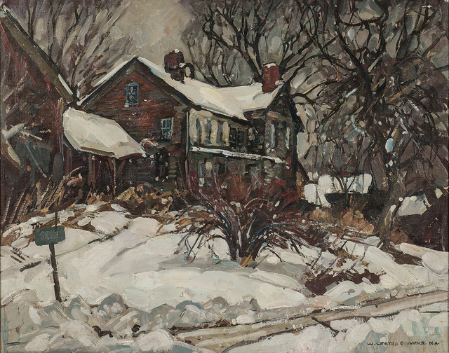William Lester Stevens, ‘House in Snow’, Painting, Oil on canvasboard, Skinner