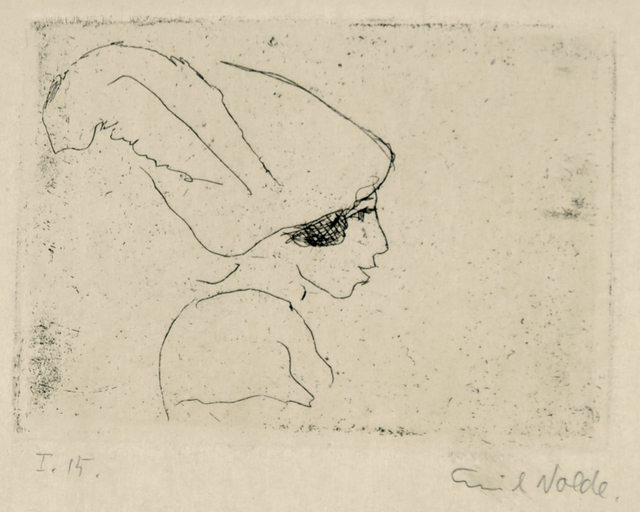 Emil Nolde, ‘Mädchenprofil (Mädchen mit Hut) (Girl Profile (Girl with Hat))’, 1911, Print, Etching on wove paper, Henze & Ketterer & Triebold