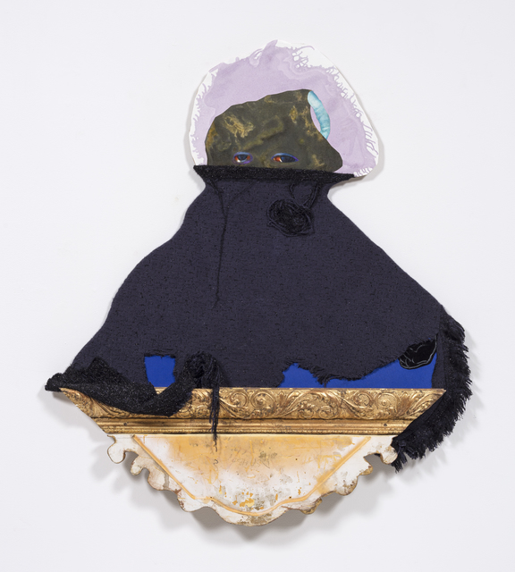 David Shrobe, ‘Cloaked’, 2020, Sculpture, Oil and acrylic on canvas and paper, wood, wool tweed, canvas fabric and gold leaf frame molding mounted on carved wood, Steve Turner