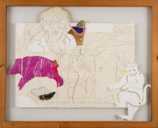 Concetto Pozzati, ‘Parliamo Di Mario Pozzati’, 1980, Drawing, Collage or other Work on Paper, Collage and mixed media on cardboard, Itineris