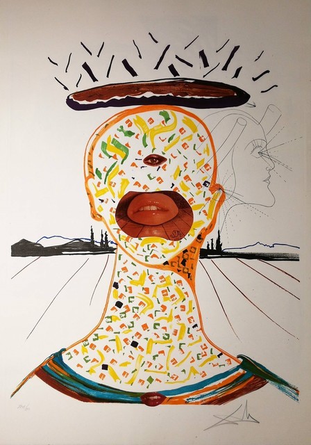 Salvador Dalí, ‘Cyclopean Make-up’, 1975, Drawing, Collage or other Work on Paper, Original Etching + Lithography + Collage, Dali Paris