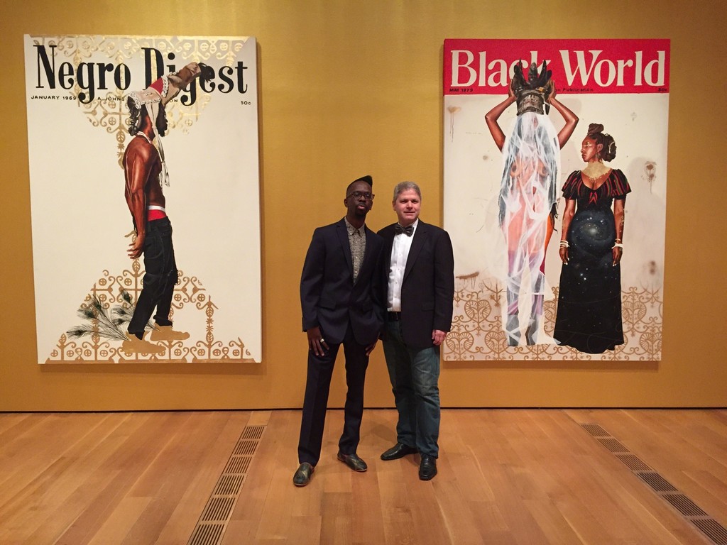 Artist Fahamu Pecou (left) with gallerist Michael Lyons Wier (right) at the High Museum "Imagining New Worlds" opening Artist Fahamu Pecou (left) with gallerist Michael Lyons Wier (right) at the High Museum "Imagining New Worlds" opening