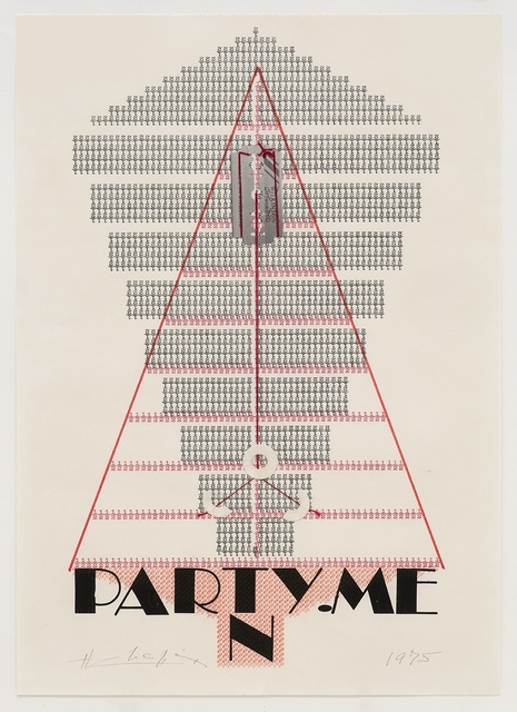 Henri Chopin, ‘Party. Men’, 1975, Mixed Media, Dactylopoem, Letraset and mixed media on paper, Richard Saltoun