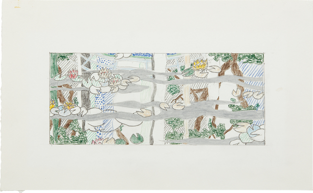 Roy Lichtenstein, ‘Water Lilies Tapestry (Study)’, 1995, Drawing, Collage or other Work on Paper, Graphite and colored pencil on paper, Phillips