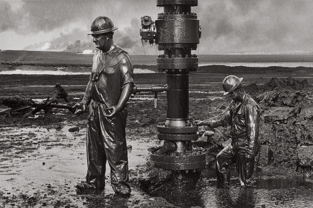 Sebastião Salgado, ‘Workers Place a New Wellhead, Oil Wells, Kuwait’, 1991, Atlas Gallery