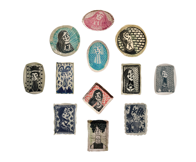 Alex Hodge, ‘Carved Porcelain Plates, Set’, ca. 2019, Sculpture, Clay, Porcelain, The Art Design Project