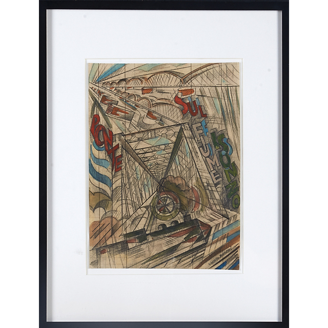 Uberto Bonetti, ‘Futurist Drawing, "Ponte Sul Fiume Isonzo," Italy’, 1930s, Rago/Wright