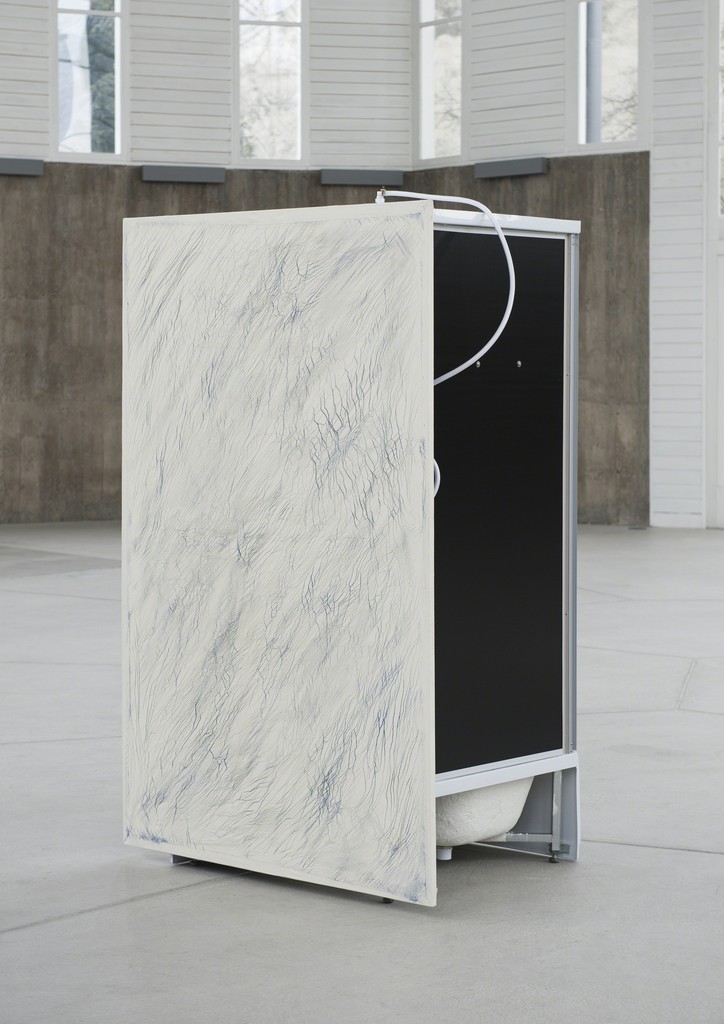 Dino Zrnec, Untitled, 2017, oil on canvas on shower box, 200x125cm Dino Zrnec, Untitled, 2017, oil on canvas on shower box, 200x125cm