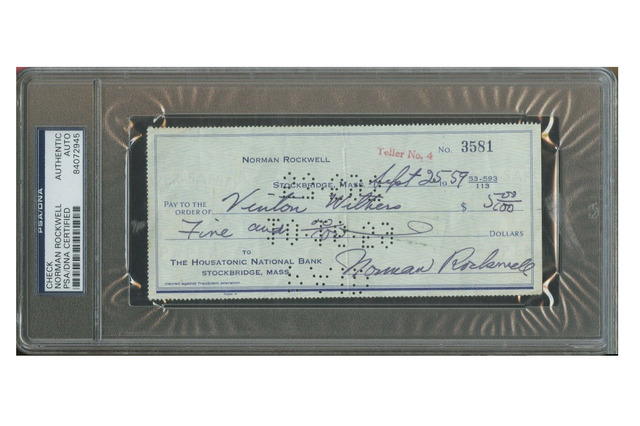 Norman Rockwell, ‘"Vinton Withers", $5 Personal Check, SIGNED/Filled Out by Rockwell, The Housatonic National Bank Mass. ’, 1959, VINCE fine arts/ephemera