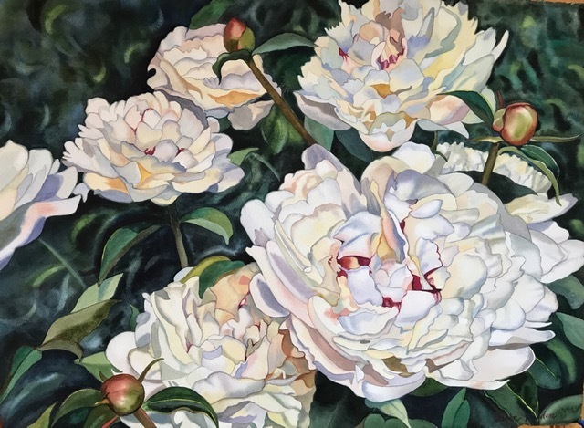 Ellen Kaiden, ‘Passion of Peonies’, 2017, Painting, Watercolor, Bernay Fine Art