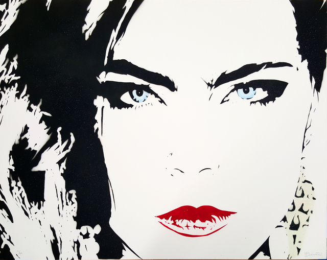 Bambi, ‘Cara Delevingne’, 2014, Drawing, Collage or other Work on Paper, Spray paint on paper, Fine Art Auctions Miami
