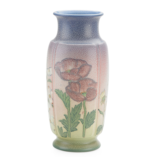 Kataro Shirayamadani, ‘Rookwood, Tall Double Vellum Vase With Poppies, Daisies, Irises, And Dog Wood Blossoms (Uncrazed), Cincinnati, OH’, 1939, Design/Decorative Art, Rago/Wright
