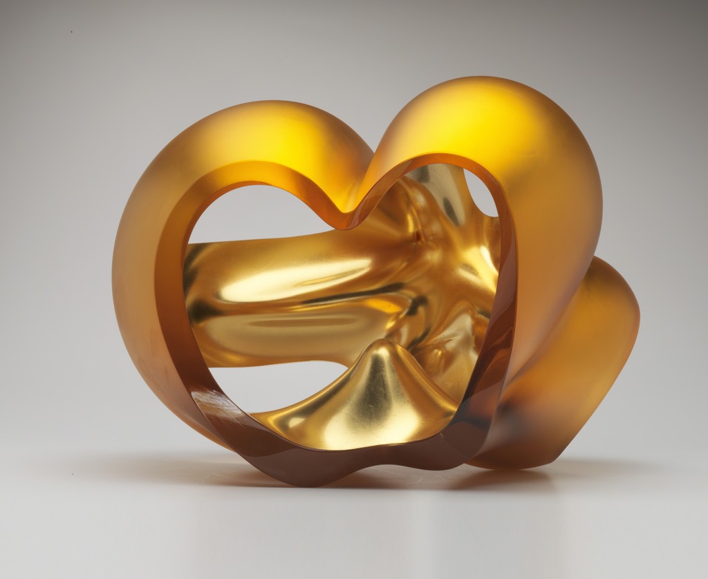 Barbara Nanning, “Verre d'églomisé” with orange gold, glass Barbara Nanning, “Verre d'églomisé” with orange gold, glass