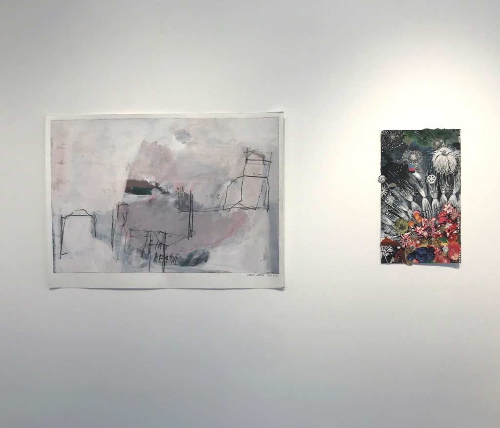 "Storylines: Works on Paper by Sally Gil & Jimmie James," installation view. "Storylines: Works on Paper by Sally Gil & Jimmie James," installation view.