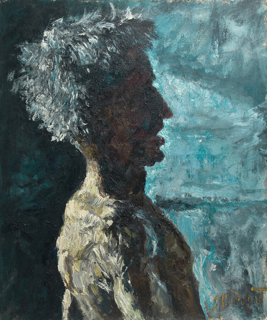 Samuel Rothbort, ‘Profile in Shadow - Self Portrait’, Painting, Oil on canvas-covered on board, FRED.GIAMPIETRO Gallery