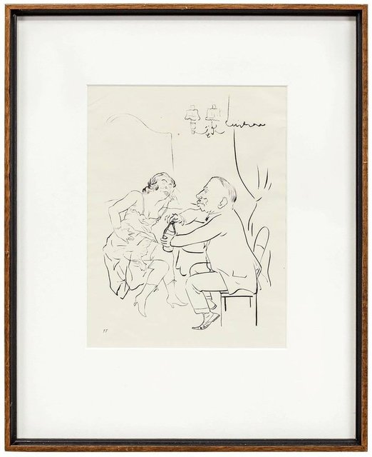 George Grosz, ‘UNTITLED (MAN AND WOMAN DRINKING)’, Early 20th Century, Lions Gallery