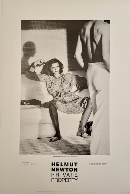 Helmut Newton, ‘Rare Limited Helmut Newton "Private Property" Gallery Lithographic Poster (features the photo 'Woman Examining Man, Saint Tropez, 1975")’, 1985, Posters, High Quality Lithographic Gallery Exhibition Poster, David Lawrence Gallery