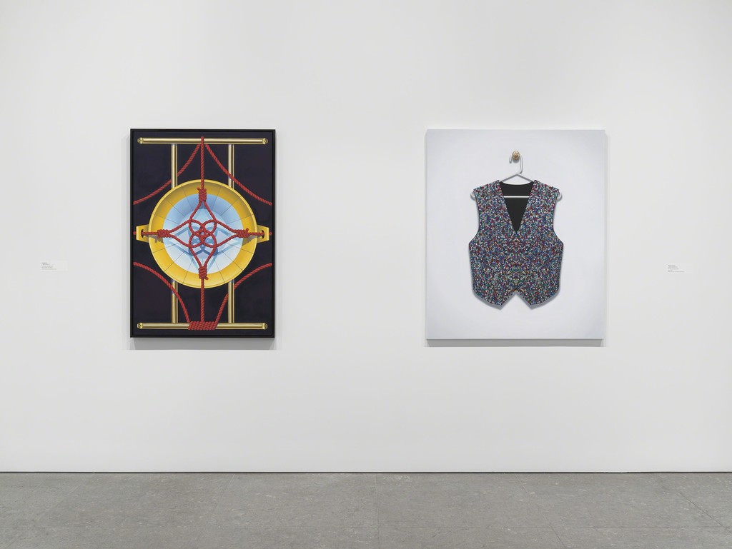Installation view of Flatlands (Whitney Museum of American Art, NY, January 14 – April 18, 2016). From
left to right: Orion Martin, Sir Michaels, All Wash, 2015 (E.2015.0901); Mathew Cerletty, The Vest is the Best, 2016 (E.2015.0905). Photography by Ronald Amstutz. Installation view of Flatlands (Whitney Museum of American Art, NY, January 14 – April 18, 2016). From
left to right: Orion Martin, Sir Michaels, All Wash, 2015 (E.2015.0901); Mathew Cerletty, The Vest is the Best, 2016 (E.2015.0905). Photography by Ronald Amstutz.