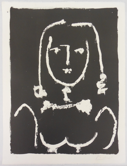 Pablo Picasso, ‘Buste blanc sur Noir ’, 1949, Print, Lithograph, Galerie Raphael