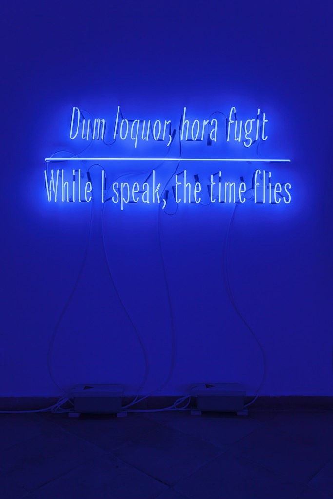 Joseph Kosuth, "Maxima Proposito (Ovidio) #8", 2017
cobalt blue neon mounted directly on wall, cm 43,9 x 105,8 Joseph Kosuth, "Maxima Proposito (Ovidio) #8", 2017
cobalt blue neon mounted directly on wall, cm 43,9 x 105,8