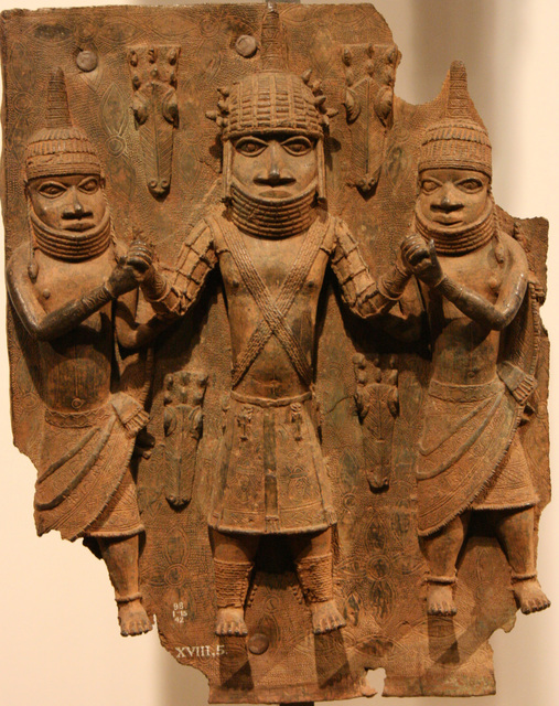 Benin, Nigeria Plaque Warrior chief with attendants, Edo peoples