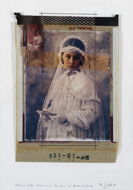 Natale Zoppis, ‘From the series: Ritratto della Memoria, prove di donazione’, 1989, Mixed Media, Mixed media (collage of polaroids and staples, interventions in pencil, applied on original cardboard), Finarte