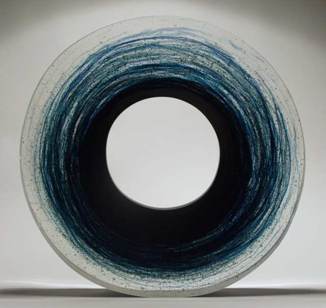 Galia Amsel, ‘Whirl 3’, 2018, Sculpture, Cast bullseye steel blue, gray and clear glass, ground, hand smoothed and polished, Trish Clark Gallery