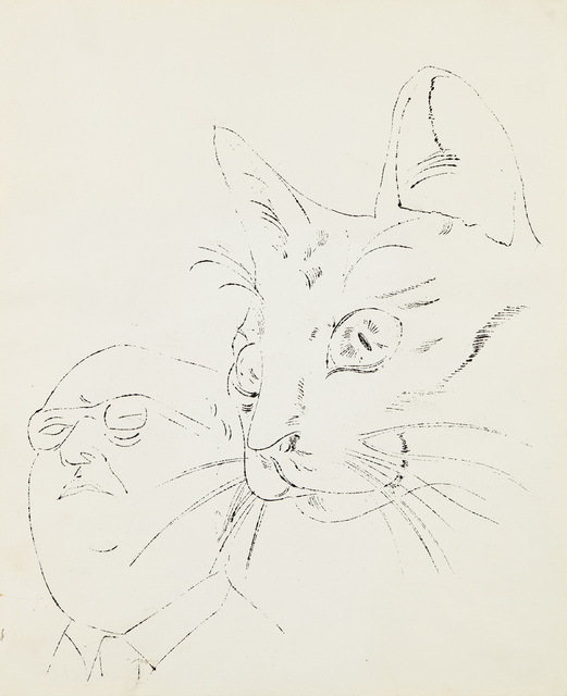 Andy Warhol, ‘Portrait with Cat’, 1956, Phillips