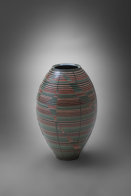 Maeda Hideo, ‘Flower Vessel with Geometric Patterns 11’, 2015, Design/Decorative Art, Stoneware with inlay, Onishi Gallery