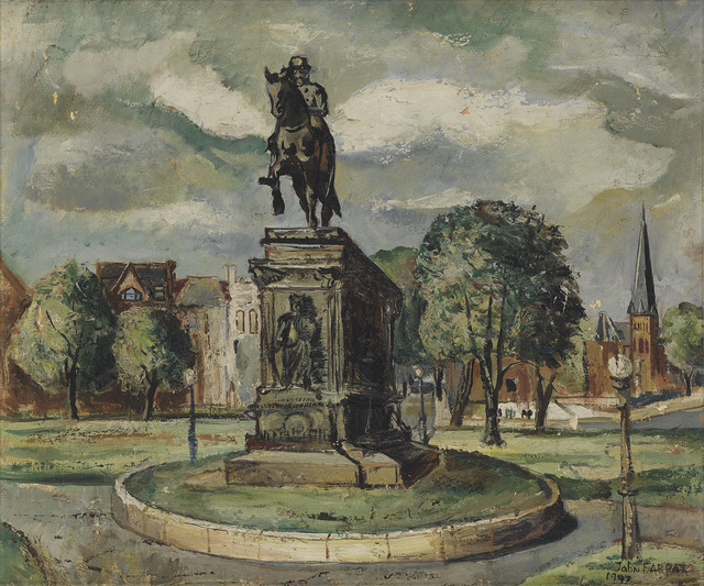 John Farrar, ‘Untitled (Washington Circle).’, 1947, Painting, Oil on linen canvas, Swann Auction Galleries