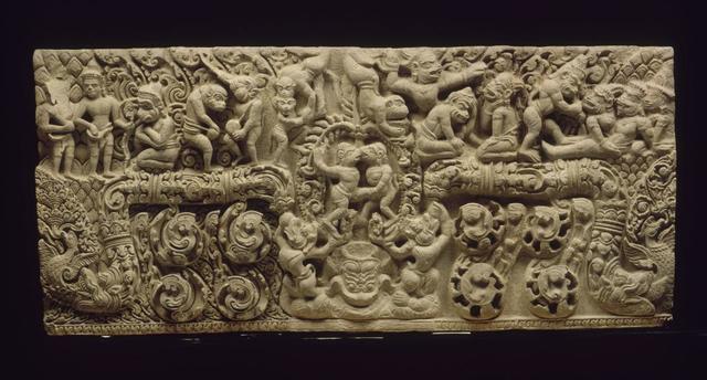 ‘Scenes from Ramayana: the fight of Valin and Sugriva’, 11th century, Musée national des arts asiatiques - Guimet