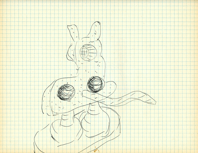 Eric Bainbridge, ‘Study for Handle (Bambi From The Rear)’, 1986, Drawing, Collage or other Work on Paper, Ink on lined paper, WORKPLACE