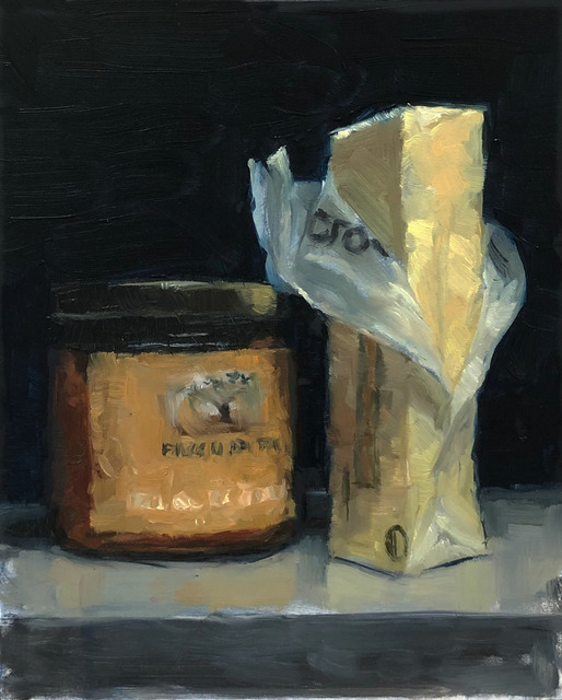 Tom Giesler, ‘Study of partners: top shelf fridge #2’, 2019, Painting, Oil on panel, McVarish Gallery