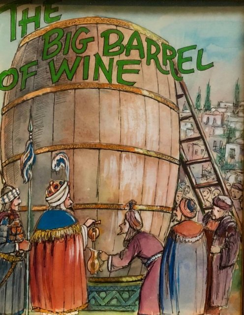 Zalman Kleinman, ‘Barrel of Wine, Original Watercolor and Ink Illustration Important Chabad Artist’, 1980-1989, Drawing, Collage or other Work on Paper, Ink, Watercolor, Lions Gallery