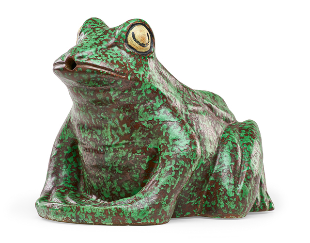 Weller Pottery, ‘Rare large Coppertone Frog lawn ornament/fountain, Zanesville, OH’, 1930s, Design/Decorative Art, Rago/Wright